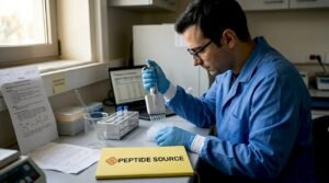 Ένας επιστήμονας ετοιμάζει δείγμα πεπτιδίου στο εργαστήριο, ακολουθώντας προσεκτικά όλα τα βήματα της διαδικασίας.