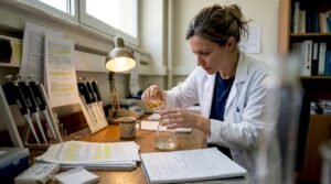 Έλληνας ερευνητής στον πάγκο του εργαστηρίου του μελετάει νέα επιστημονικά δεδομένα.