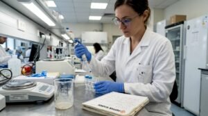 Ένας επιστήμονας προετοιμάζει δείγματα στο εργαστήριο, ακολουθώντας προσεκτικά όλα τα απαραίτητα βήματα για την έρευνά του.