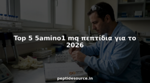 Επιστήμονας τακτοποιεί φιαλίδια με πεπτίδια στον πάγκο του εργαστηρίου, οργανώνοντας προσεκτικά τα δείγματα για το επόμενο πείραμα.