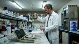Ένας ερευνητής ασχολείται με τη μελέτη πεπτιδίων στο εργαστήριο του.